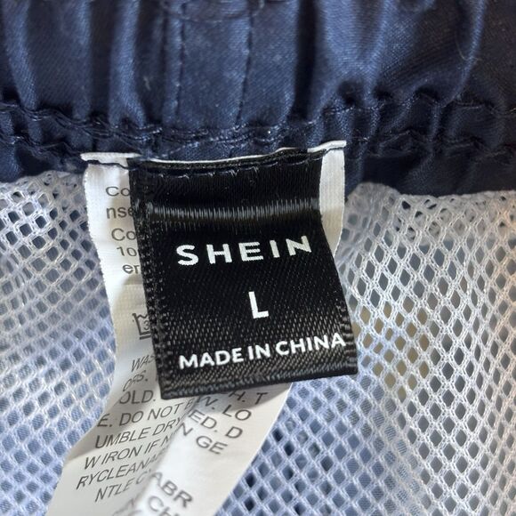 SHEIN Men's Blue with Coctail Print Drawstring Waist Swim Shorts, Size Large - Picture 7 of 7